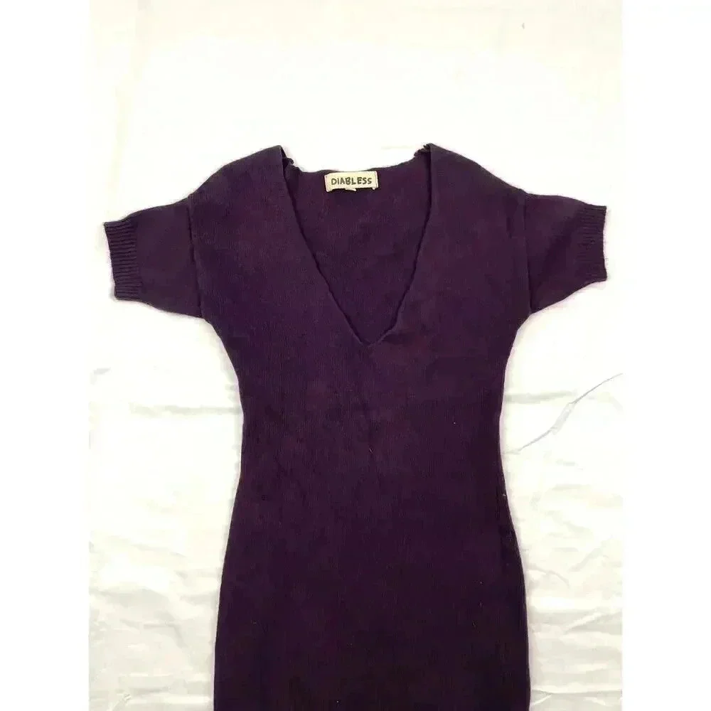 Diabless‎ Plum Purple Soft Sweater Top Small Short Sleeve